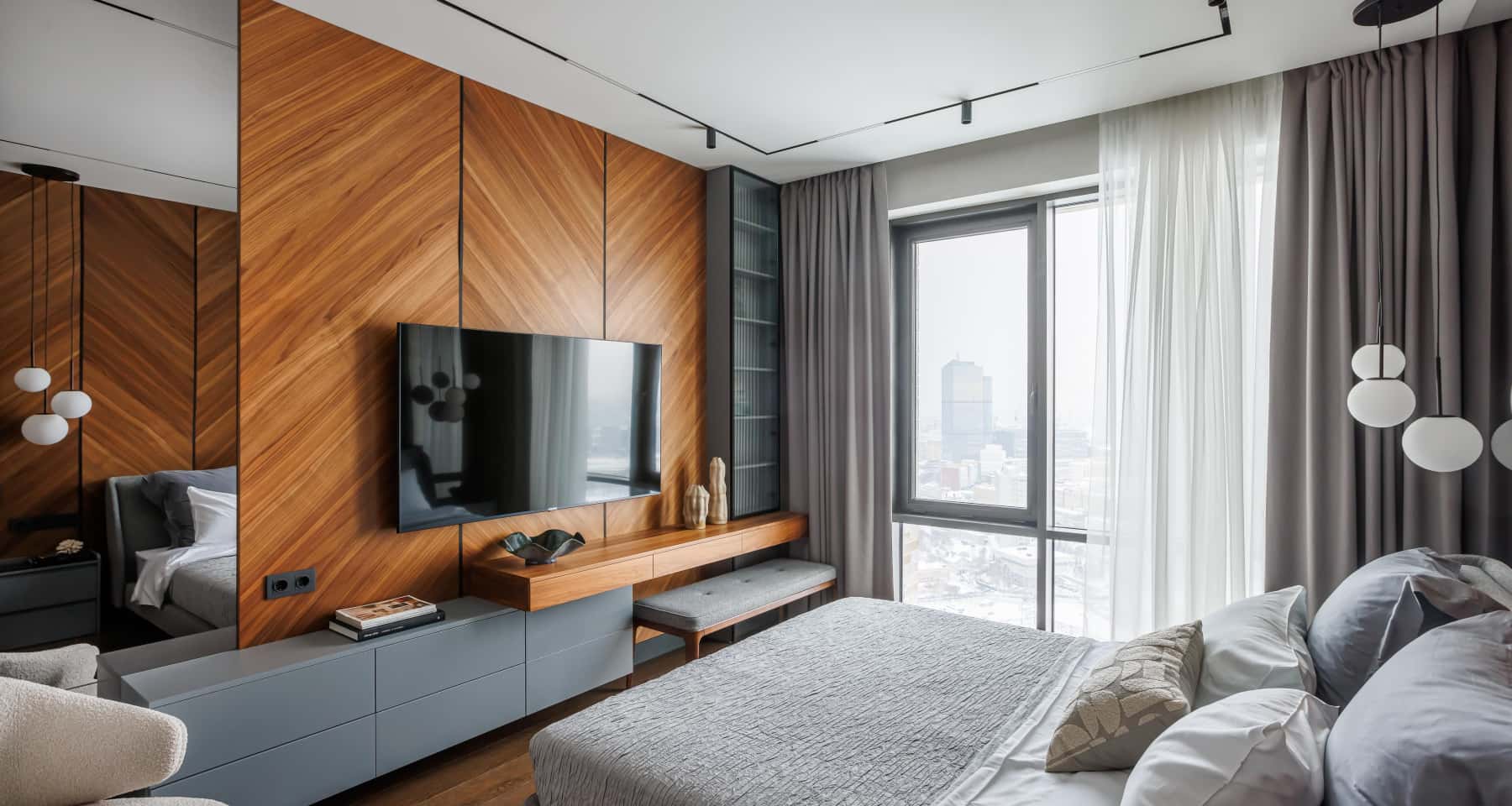 Ремонт квартиры без отделки — ТВ-зона в спальне