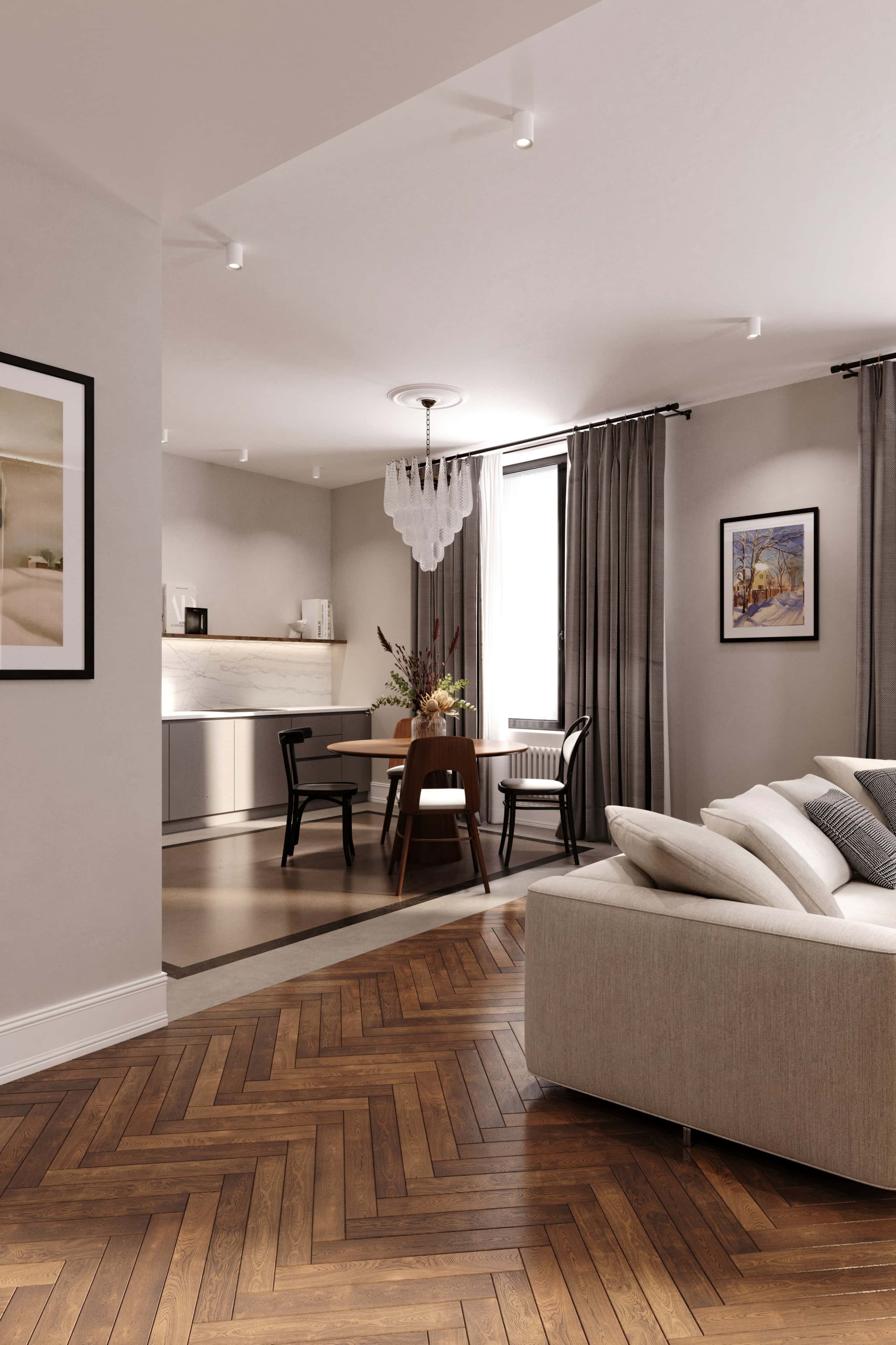 Оформление интерьера кухни-гостиной. Фото № 80971.