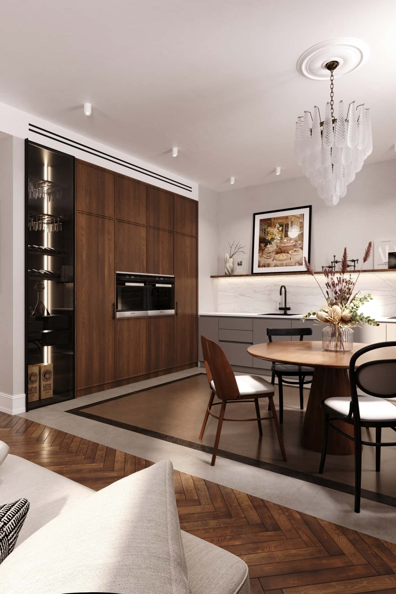 Дизайн и ремонт квартиры в ЖК Врубеля 4 — Дух Монмартра, 101 м2. Кухня-гостиная, фото 18