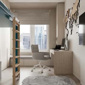 Сочный синий. Дизайн и ремонт квартиры 83м2 в ЖК Большая семерка в современном стиле. Детская