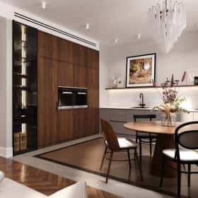 Дух Монмартра. Дизайн и ремонт квартиры 101м2 в ЖК Врубеля 4 во французской классике. Кухня-гостиная, фото 02