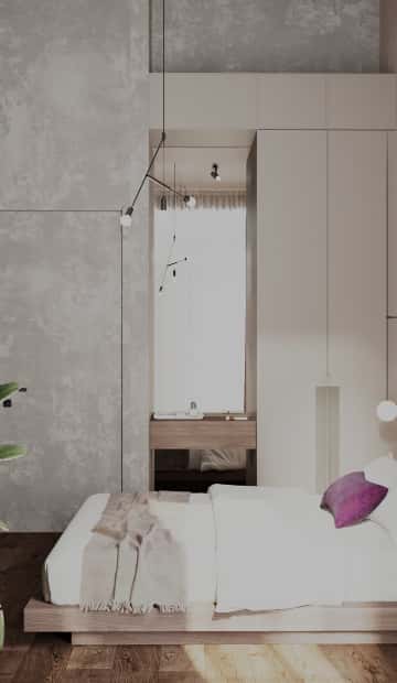 Платяной шкаф и туалетный столик сместили в нишу около входа