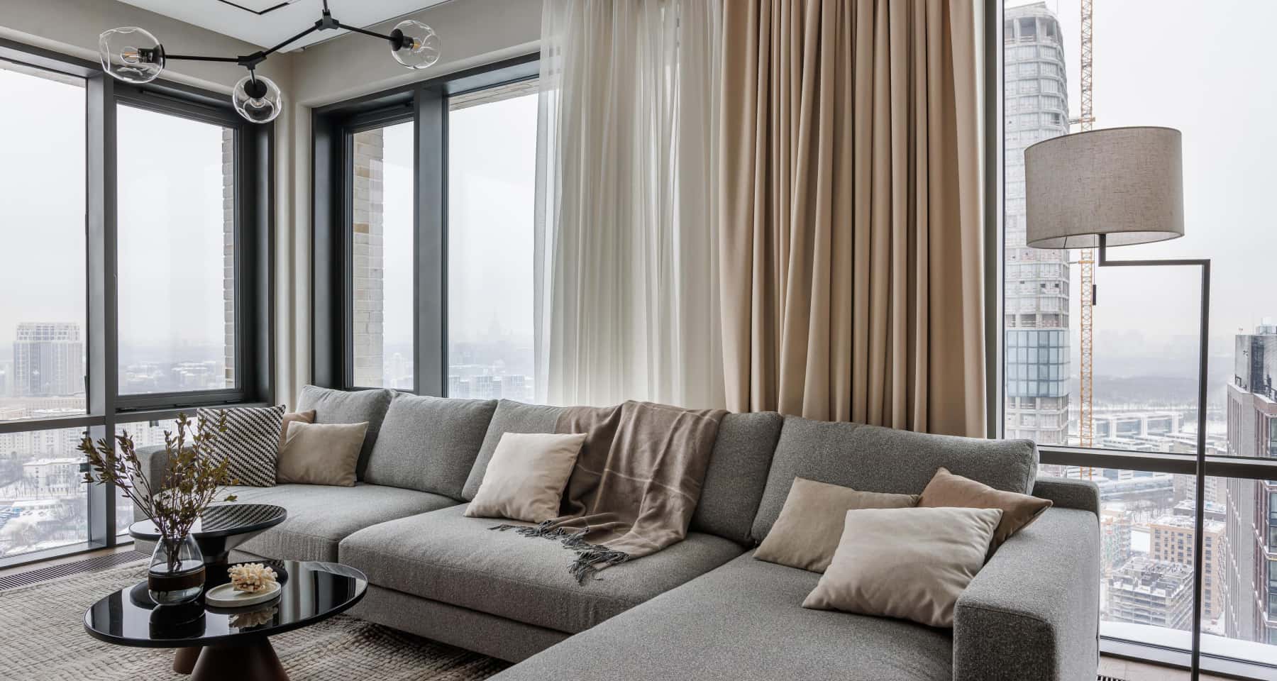 Ремонт квартиры в новостройке без отделки — современная гостиная