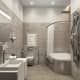 Плитка в ванной комнате имеет геометрический рисунок. Дизайн и ремонт квартиры в ЖК «RedSide» — Поэтичная классика. Фото 024