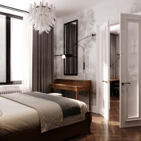 Дух Монмартра. Дизайн и ремонт квартиры 101м2 в ЖК Врубеля 4 во французской классике. Спальня, фото 04