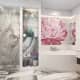 Белая с серыми вкраплениями, плитка в ванной комнате. Дизайн и ремонт квартиры в ЖК «Алые паруса» — Лазурное сияние. Фото 020