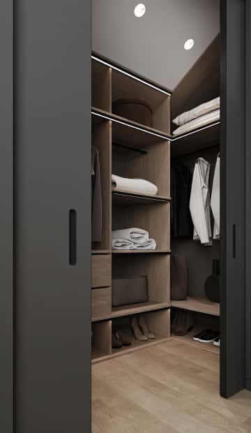 Изысканный монохром. Дизайн и ремонт таунхауса 164м2 в КП Бристоль в неоклассическом стиле. 2 этаж Спальня, фото 02