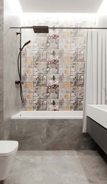 Декоративные вставки за унитазом и ванной