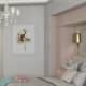 Широкая двухспальная кровать в белом цвете. Дизайн и ремонт квартиры в ЖК «Крылатские холмы» — Гармония формы. Фото 0136
