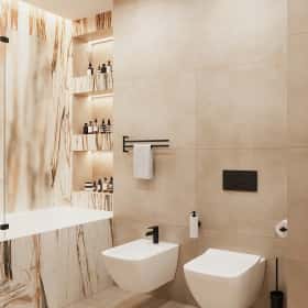 Утончённая простота. Дизайн и ремонт квартиры 123м2 ЖК Джаз в стиле современный минимализм. Санузел 2, фото 03