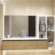 Плитка цвета тоффи в ванной комнате современного стиля. Классика интерьера контемпорари в жизни. Фото 041