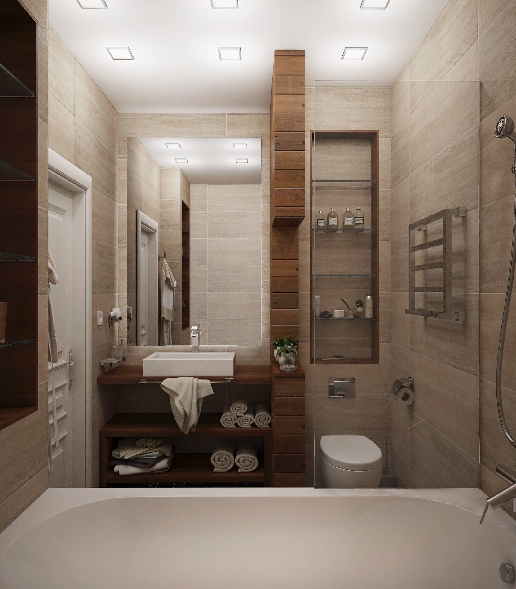 Прямоугольное зеркало современного стиля для ванной комнаты