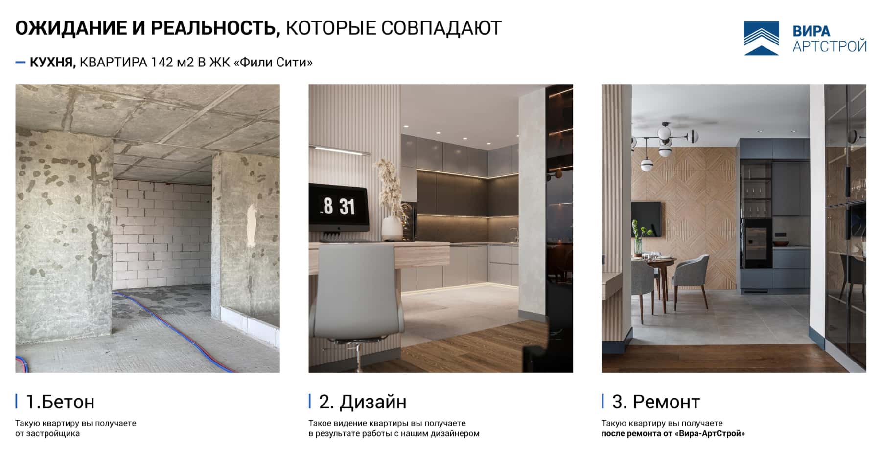 Ремонт квартиры в новостройке без отделки — кухня-столовая ДО и ПОСЛЕ ремонта