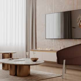 Богемная грация. Дизайн и ремонт квартиры 87м2 ЖК Режиссёр в стиле современная классика. Кухня-гостиная, фото 05