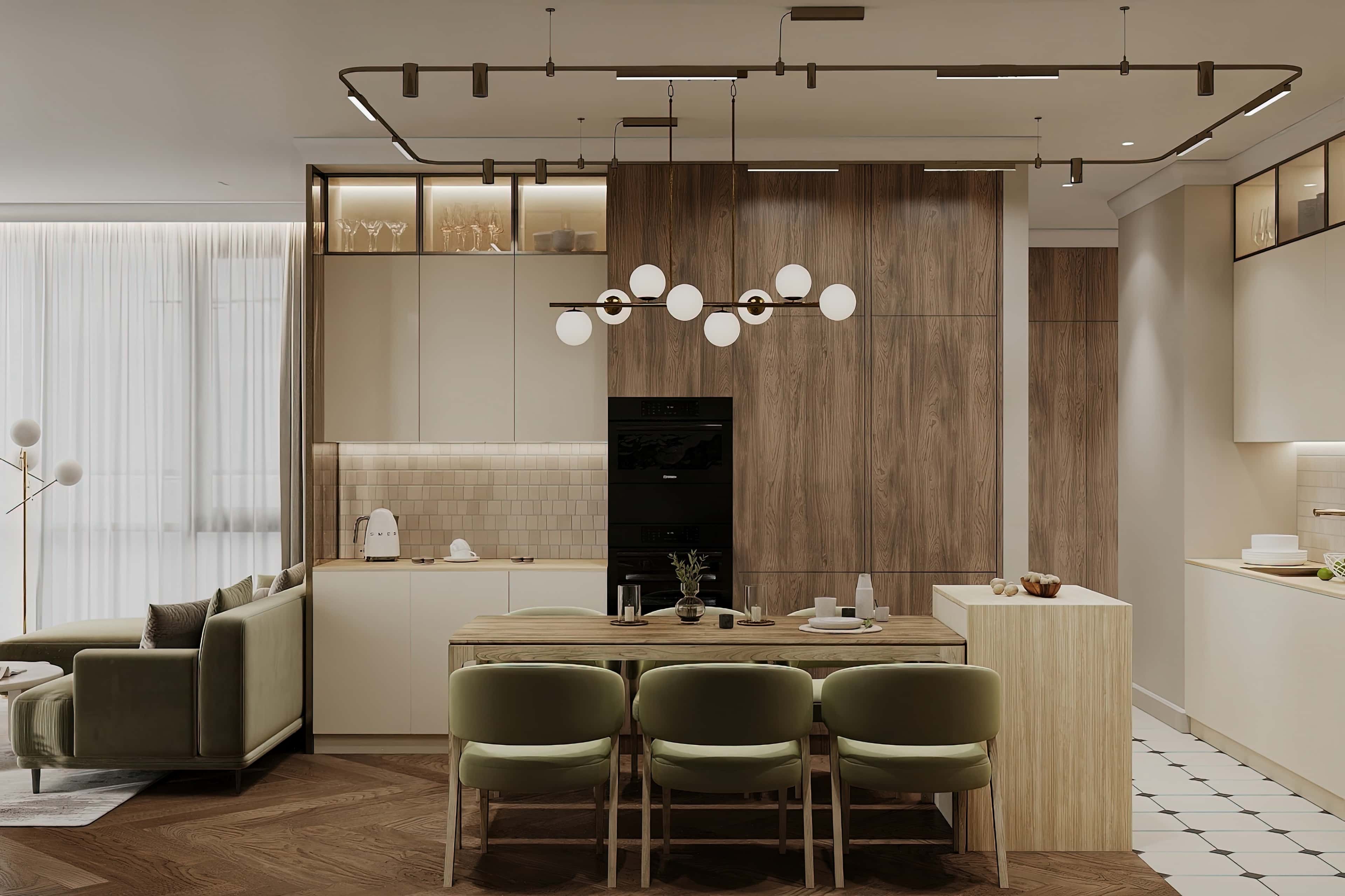 Оформление интерьера кухни-гостиной. Фото № 80698.