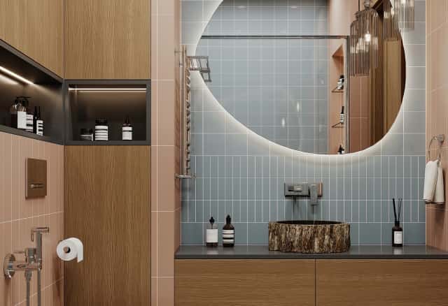 Фотографии помещений в стиле современной классики. Песня в стиле кантри. Дизайн и ремонт квартиры 53м2 ЖК Вдохновение. Санузел, фото 01.