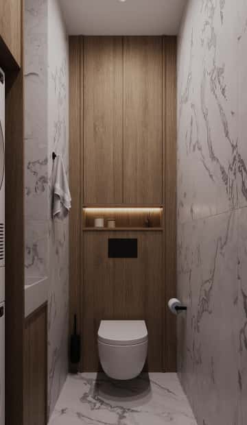 Гармония перемен. Дизайн и ремонт квартиры 66м2 ЖК Зорге 9 в стиле минимализм. Гостевой санузел