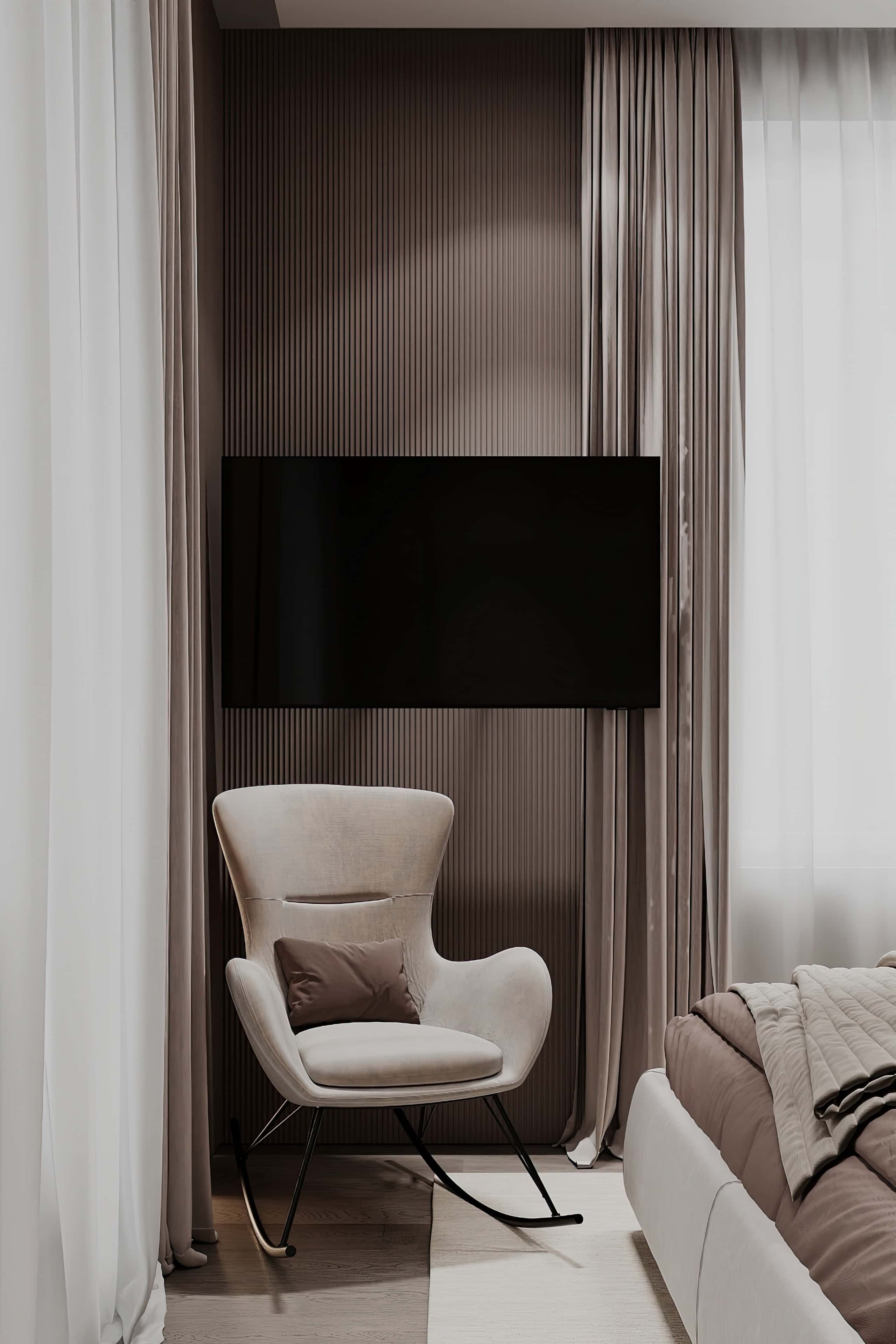 Оформление интерьера спальни. Фото № 80821.