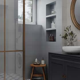 Вариации классики. Дизайн и ремонт дома 177м2 КП Лесная симфония в американском стиле. 1 этаж Душевая, фото 04