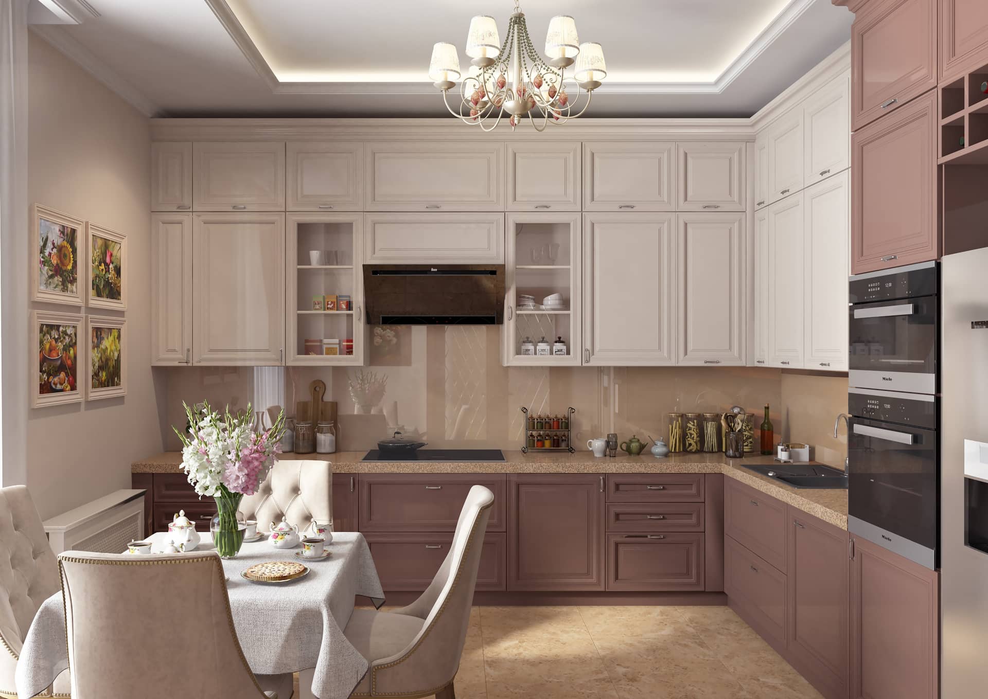 Классическая кухня цвета тоффи. Дизайн и ремонт кухонь в разных стилях