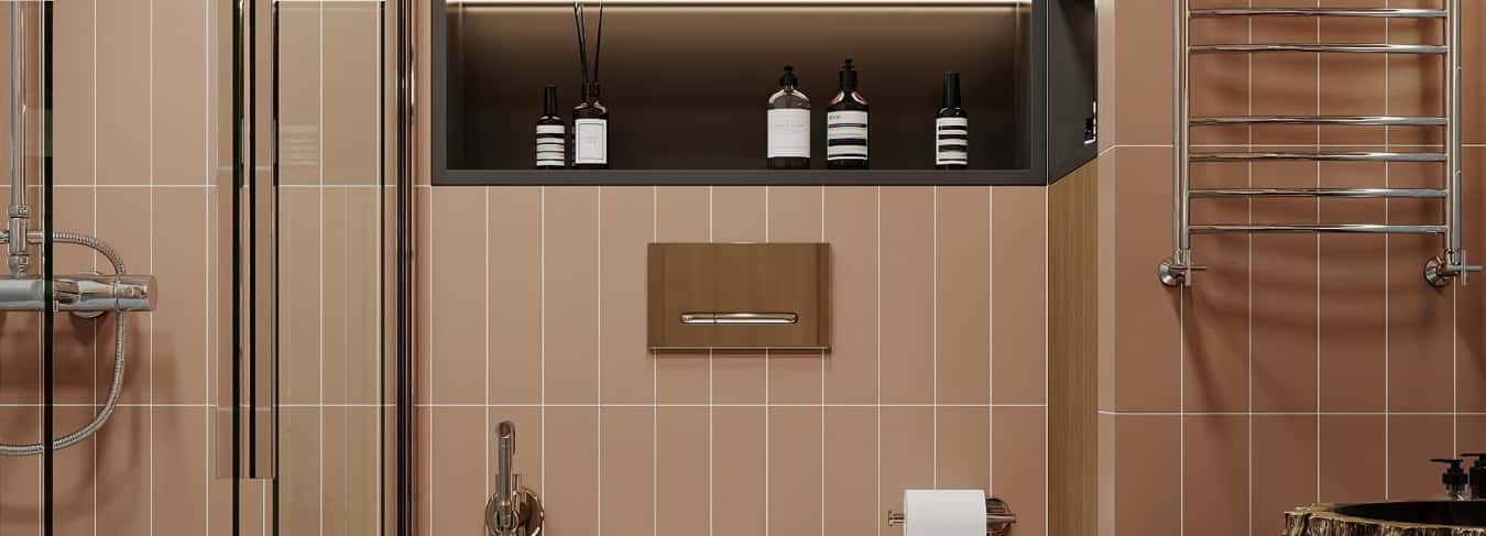 Фотографии квартир. Песня в стиле кантри. Дизайн и ремонт квартиры 53м2 ЖК Вдохновение. Санузел, фото 02.