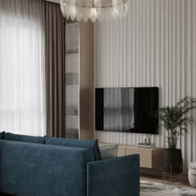 Удобство со вкусом. Дизайн и ремонт квартиры 88м2 ЖК Вереск в современной классике. Кухня-гостиная, фото 05