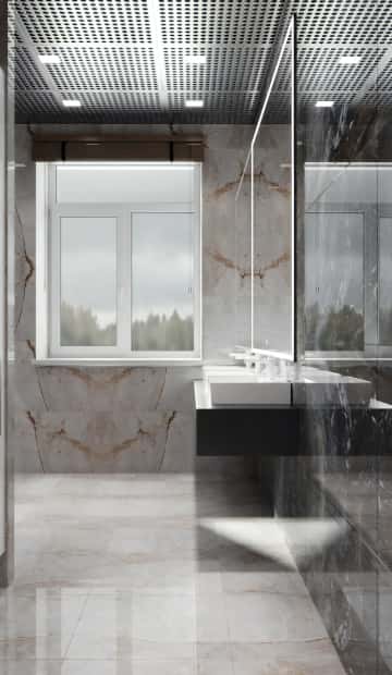 Ряд раковин на общей консоли