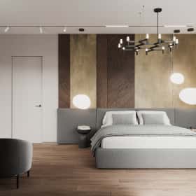 Утончённая простота. Дизайн и ремонт квартиры 123м2 ЖК Джаз в стиле современный минимализм. Мастер-спальня