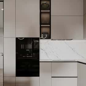 Растим чемпиона. Дизайн и ремонт квартиры 80м2 ЖК Ивантеевка 2020 в современном стиле. Кухня-гостиная, фото 03