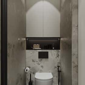 Чёрно-белая магия. Дизайн и ремонт квартиры 101м2 в ЖК Шуваловский Prima в современном стиле. Гостевой санузел, фото 01