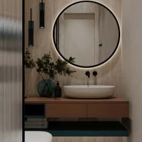 Объятия моря. Дизайн и ремонт квартиры 91м2 ЖК Событие в современном эко-стиле. Гостевой санузел