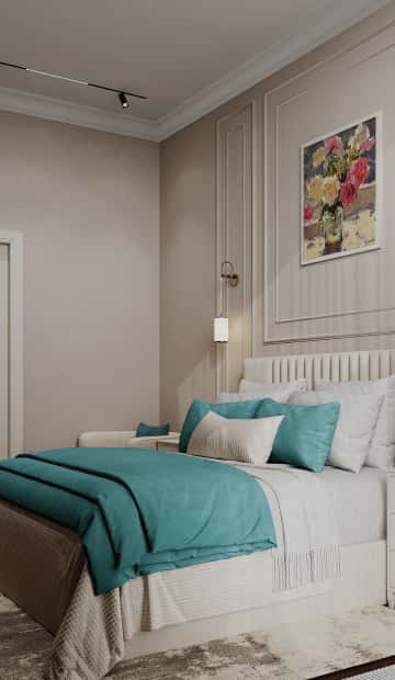 Квартира с мезонином. Дизайн и ремонт квартиры 89м2 ЖК Джаз в современном. Спальня, фото 02