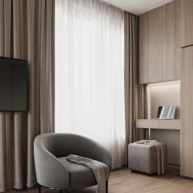 Утончённая простота. Дизайн и ремонт квартиры 123м2 ЖК Джаз в стиле современный минимализм. Мастер-спальня, фото 03