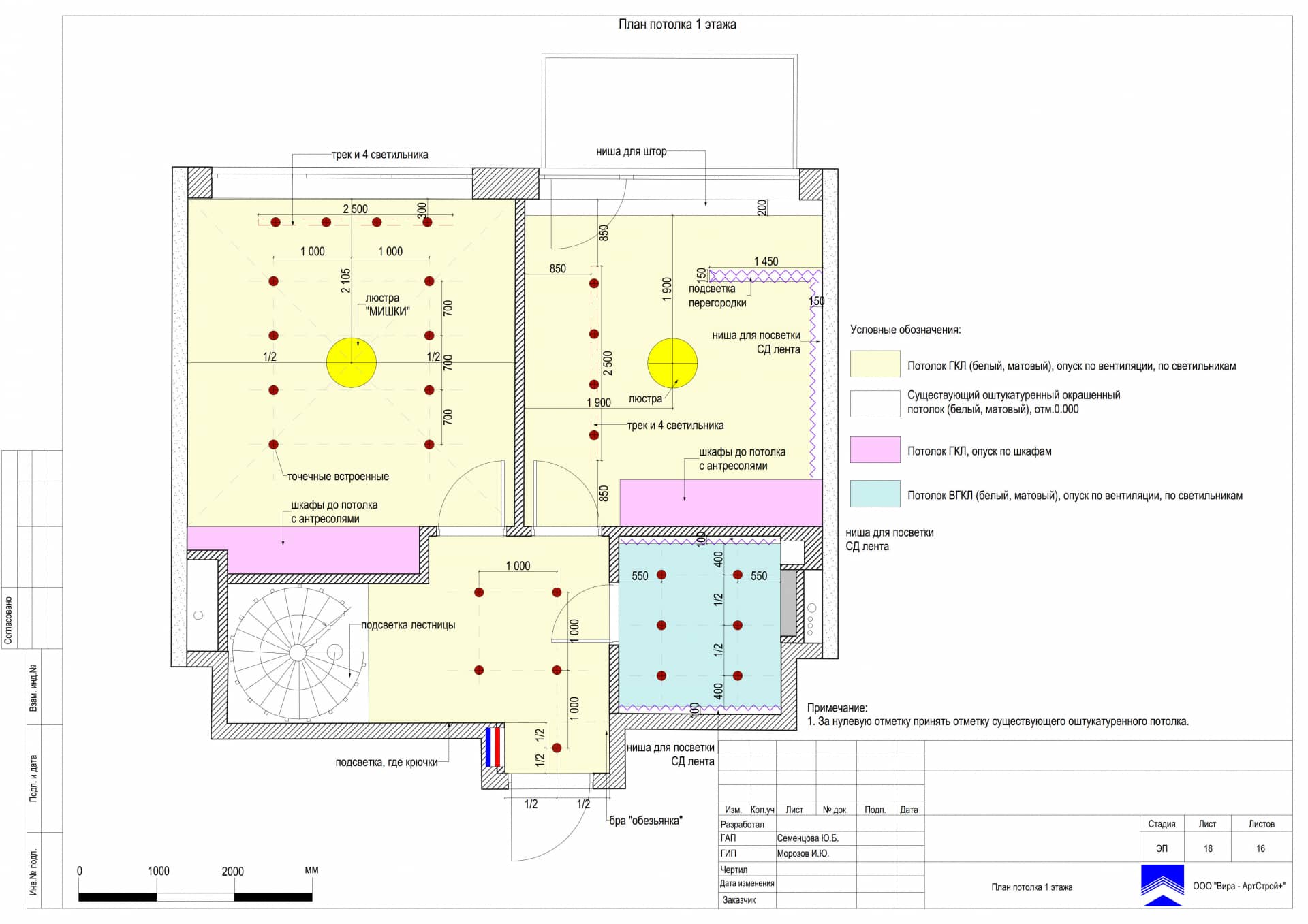 План потолка 1 этажа, квартира 162 м² в ЖК «Джаз»
