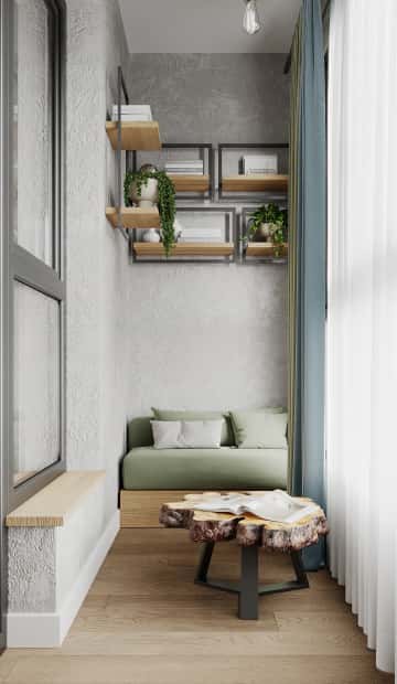 Песня в стиле кантри. Дизайн и ремонт квартиры 53м2 ЖК Вдохновение. Лоджия, фото 02