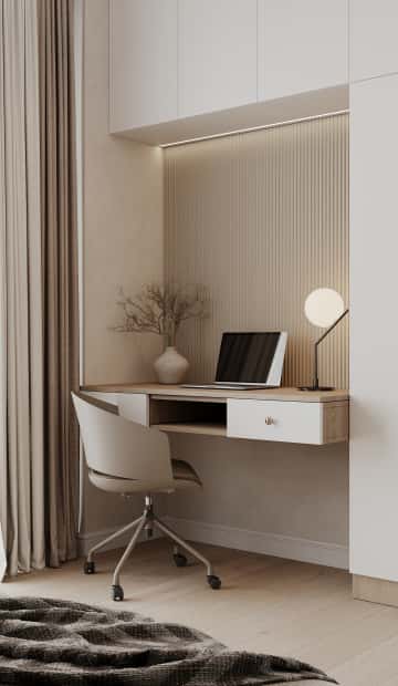 Пространство мечты. Дизайн и ремонт квартиры 71м2 ЖК Филисити в неоклассике. Кабинет, фото 02