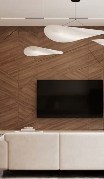 Очарование природы. Дизайн и ремонт загородного дома 116м2 в КП Британика в современном стиле. 1 этаж Кухня-гостиная, фото 02