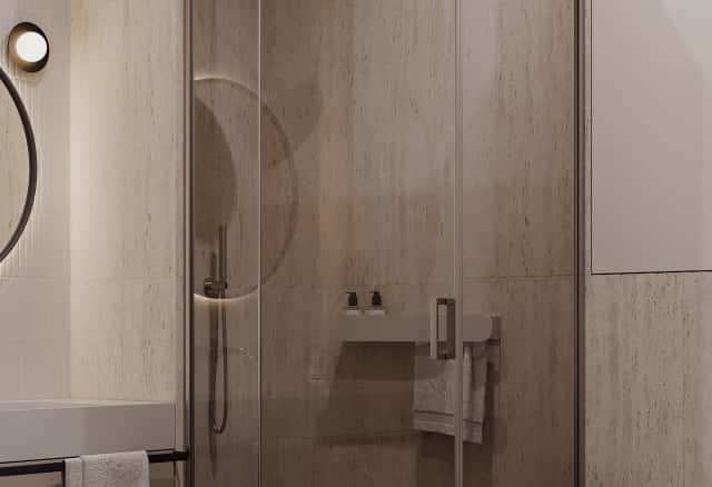 Фотографии санузлов. Скандинавский акцент. Дизайн и ремонт квартиры 95м2 ЖК Садовые кварталы в современном стиле. Мастер-санузел, фото 02.