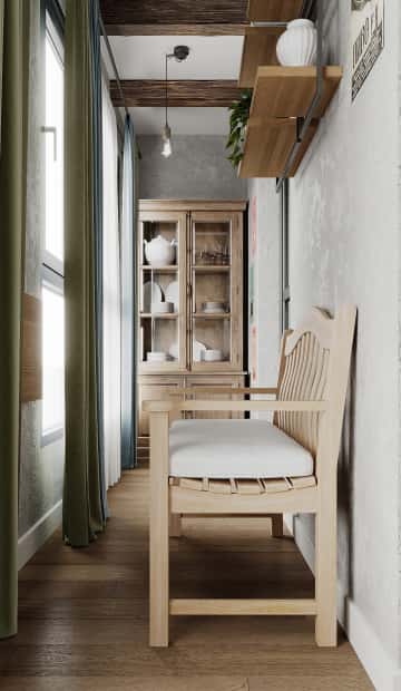 Песня в стиле кантри. Дизайн и ремонт квартиры 53м2 ЖК Вдохновение. Лоджия, фото 04