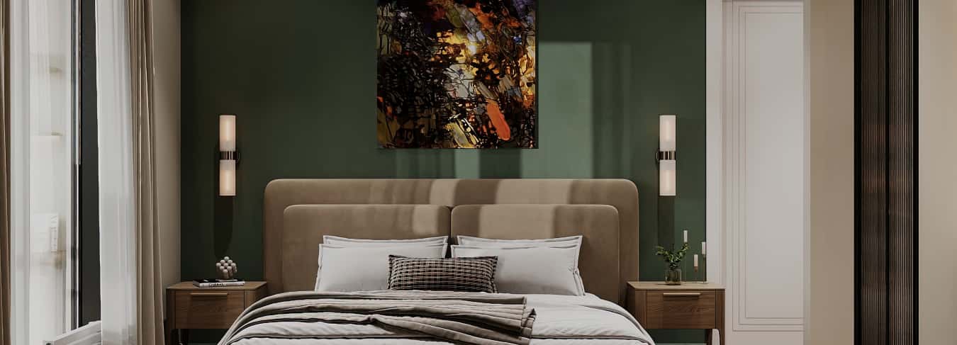 Фотографии спален. В ожидании чуда. Дизайн и ремонт квартиры 84м2 ЖК Shagal в современном стиле. Мастер-спальня.