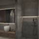 Ванная комната с ванной около панорамного зеркала. Дизайн и ремонт квартиры в ЖК «Крылатские холмы» — Гармония формы. Фото 0165
