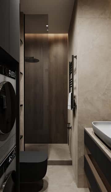 Натуральная палитра. Дизайн и ремонт квартиры 84м2 ЖК Shagal в современном стиле. Гостевой санузел, фото 02