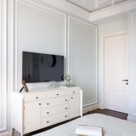 Американская классика. Дизайн и ремонт квартиры 119м2 ЖК Диалог в американском классическом стиле. Спальня 1, фото 12