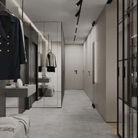 Чёрно-белая магия. Дизайн и ремонт квартиры 101м2 в ЖК Шуваловский Prima в современном стиле. Прихожая и коридор, фото 02