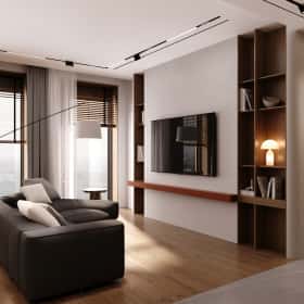 Элегантный оазис. Дизайн и ремонт квартиры 115м2 ЖК Eniteo в современном стиле с элементами экостиля. Кухня-гостиная, фото 05