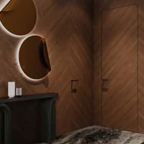 Высокие отношения. Дизайн и ремонт загородного дома 195м2 в КП Лесная поляна в современном стиле. 1 этаж Прихожая, фото 02