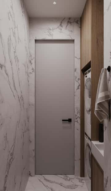 Гармония перемен. Дизайн и ремонт квартиры 66м2 ЖК Зорге 9 в стиле минимализм. Гостевой санузел, фото 02