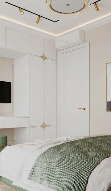 Современная роскошь. Дизайн и ремонт квартиры 111м2 ЖК Павелецкая сити в современном стиле. Спальня папы, фото 04