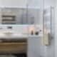 Белая, матовая дверь в ванной комнате отлично подходит к этому стилю. Дизайн и ремонт квартиры в ЖК «Wellton park» — Эстетика современности. Фото 013
