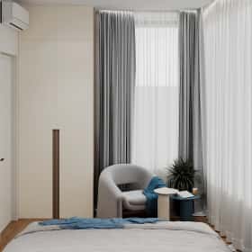 Объятия моря. Дизайн и ремонт квартиры 91м2 ЖК Событие в современном эко-стиле. Спальня, фото 02